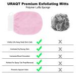 URAQT 3-Pack Exfoliating Scrub Mitts Set