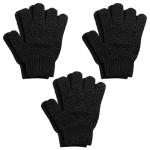 6 Pack Bamboo Exfoliating Shower Gloves - Black