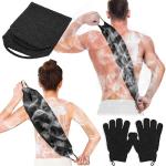 Anezus Exfoliating Back Scrubber and Gloves Set