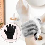 6 Pack Bamboo Exfoliating Shower Gloves - Black