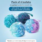 Loofah Shower Puff Set of 4 – Soft & Exfoliating