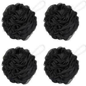 4-Pack Black Mesh Loofah Sponge Set