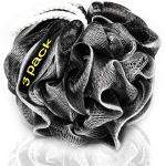 Charcoal Shower Loofah 3 Pack for Smooth Skin