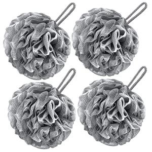 Large Mesh Shower Sponge Pouf Set of 4