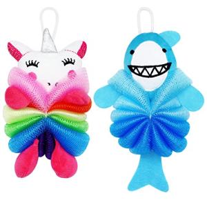 Rainbow Cat Shower Puff Set for Kids