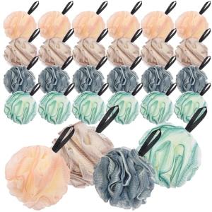 24 Pack Soft Exfoliating Shower Loofah Poufs