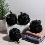 4-Pack Black Mesh Loofah Sponge Set