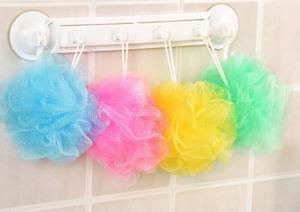 4 Pack Colorful Exfoliating Bath Shower Scrunchies
