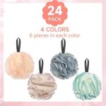 24 Pack Soft Exfoliating Shower Loofah Poufs