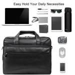Seyfocnia Black Leather 15.6 Inch Laptop Bag