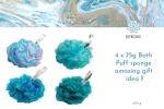 REFRESHKO Set of 4 Blue Loofah Bath Puffs