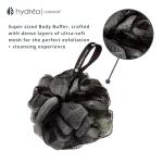 Hydrea London Exfoliating Shower Pouf - Black & Cream