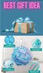 REFRESHKO Set of 4 Blue Loofah Bath Puffs