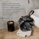 Hydrea London Exfoliating Shower Pouf - Black & Cream