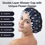 Stylish Reusable Flower Design Shower Cap for Women
