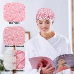 Pink Bird Waterproof Shower Cap for All Hair Types