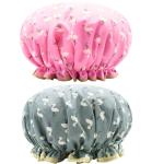 2 Pack Waterproof Shower Caps for Women and Girls