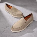 Men's Taupe Suede Loafers - Extra Comfort Flats
