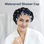 Stylish Reusable Flower Design Shower Cap for Women