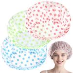 3 Pack Waterproof Shower Caps for All Hair Types
