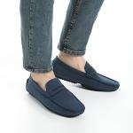 Bruno Marc Dark Blue Suede Slip-on Loafers