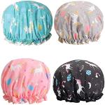 4 Pack Unicorn Shower Caps - Waterproof & Reusable