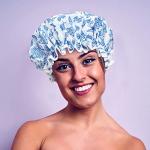 Reusable Waterproof Shower Cap in Blue Lagoon
