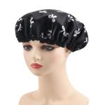 Waterproof Black Reusable Shower Caps for Women