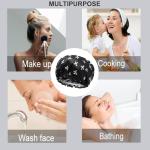 Waterproof Black Reusable Shower Caps for Women