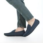 Bruno Marc Dark Blue Suede Slip-on Loafers