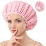 Reusable Waterproof Shower Caps for Women - Pink