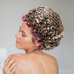 Leopard Print Waterproof Shower Cap - Reusable