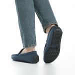Bruno Marc Dark Blue Suede Slip-on Loafers