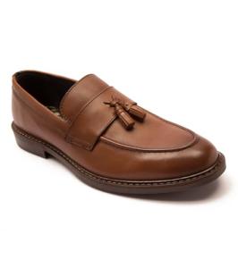 Men's Tan Leather Tassel Loafers by Thomas Crick
