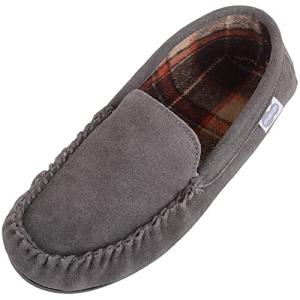 Mens Suede Loafer Slippers with Rubber Sole