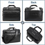 Seyfocnia Black Leather 15.6 Inch Laptop Bag