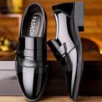 Men's Black Leather Slip-On Dress Loafers Size 12