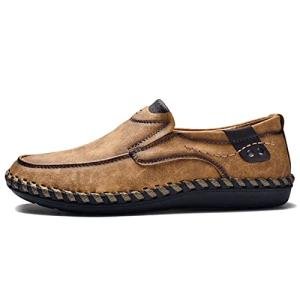 Hoefirm Men's Brown Leather Slip-On Loafers