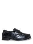 Men's Black Leather Slip-On Moccasin Shoes – Size 11