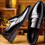 Men's Black Leather Slip-On Dress Loafers Size 12