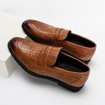 Men's Brown Slip-On Weave Dress Loafers