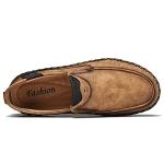 Hoefirm Men's Brown Leather Slip-On Loafers