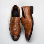 Men's Brown Slip-On Weave Dress Loafers