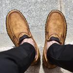 Hoefirm Men's Brown Leather Slip-On Loafers