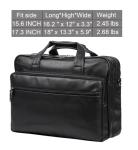 Seyfocnia Black Leather 15.6 Inch Laptop Bag