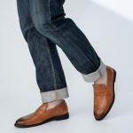 Men's Brown Slip-On Weave Dress Loafers