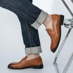 Men's Brown Slip-On Weave Dress Loafers