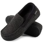 LongBay Men's Black Moccasin Slippers, Size 11