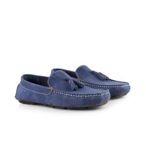 Men's Blue Suede Loafers by Silver Street London