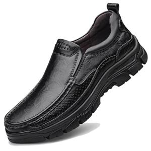 Men's Comfortable Black Leather Loafers for Office